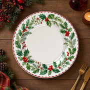 Christmas Holly Wreath Charger Plate – Watercolor Holiday Table Decor - effect view 1