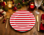 Candy Cane Charger Plate - Red and White Striped Holiday Table Decor - scene view 1