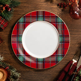 Tartan Plaid Charger Plates - Red & Green Christmas Table Decor - effect view 1