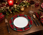 Tartan Plaid Charger Plates - Red & Green Christmas Table Decor - scene view 1