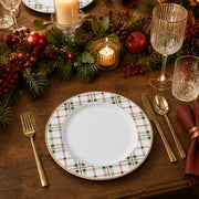 Holiday Plaid Charger Plate – Red and Green Windowpane Table Decor - scene view 1