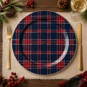 Navy Blue Tartan Plaid Charger Plates - Holiday Table Decor Set - effect view 1
