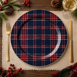 Navy Blue Tartan Plaid Charger Plates - Holiday Table Decor Set - effect view 1