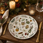 Christmas Pine & Berry Charger Plates – White Holiday Under Plates Set - scene view 1