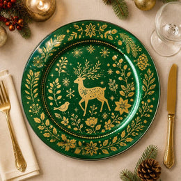 Christmas Green Charger Plates – Holiday Under Plate Table Decor - effect view 1