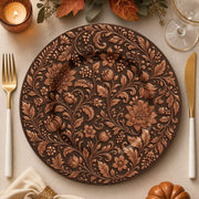 Vintage Floral Wood Charger Plate – Gold Embossed Botanical Wedding Tray - effect view 1
