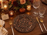 Vintage Floral Wood Charger Plate – Gold Embossed Botanical Wedding Tray - scene view 1