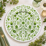 Green Botanical Folk Art Charger Plate – Symmetrical Tulip & Star Table Decor - effect view 1