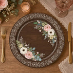 Elegant Wedding Floral Charger Plate – Botanical Rose Under Plate for Reception - effect view 1