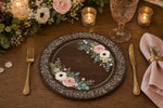 Elegant Wedding Floral Charger Plate – Botanical Rose Under Plate for Reception - scene view 1