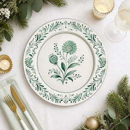 Elegant White Floral Charger Plates – Botanical Wedding Table Decor Set - effect view 1