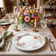 Classic White Beaded Charger Plates – Modern Round Table Decor Set - scene view 1