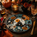 * A modern table setting featuring the white textured charger plate beneath a dinner bowl at an elegant wedding dinner.
