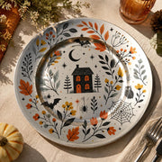 Halloween Haunted House Charger Plate – Silver Metallic Fall Table Decor - effect view 1