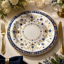 Vintage Blue and Gold Charger Plate – Elegant Wedding Table Decor - effect view 1