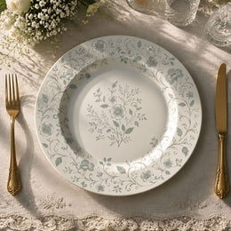 Vintage Floral Wedding Charger Plate - White Ceramic Under Plate Decor - effect view 1
