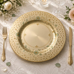 Vintage Gold Floral Charger Plate - Elegant Wedding Table Decor - effect view 1