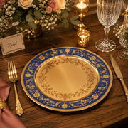 Royal Blue & Gold Charger Plate - Vintage Floral Wedding Under Plate - scene view 1