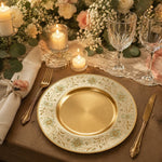 Vintage Floral Gold Charger Plate – Elegant Wedding Table Underplate - MintiHome
