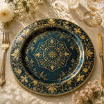 Royal Teal and Gold Charger Plate – Baroque Wedding Table Decor - MintiHome