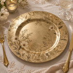 Gold Floral Wedding Charger Plate – Elegant Botanical Table Decor - MintiHome