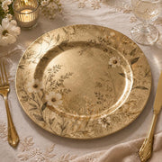 Gold Floral Wedding Charger Plate – Elegant Botanical Table Decor - MintiHome