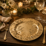 Gold Floral Wedding Charger Plate – Elegant Botanical Table Decor - MintiHome