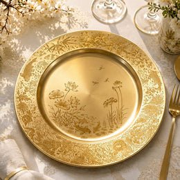 Gold Lotus Wedding Charger Plate – Elegant Chinoiserie Under Plate - MintiHome
