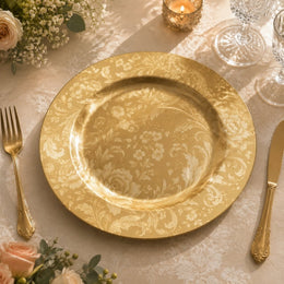 Vintage Gold Floral Charger Plate – Elegant Wedding Under Plate Decor - MintiHome