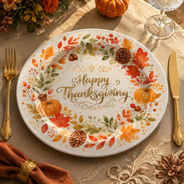Thanksgiving Pumpkin Charger Plate - Fall Harvest Holiday Table Decor - MintiHome