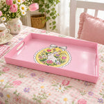 Easter Decorative Serving Tray – Pink Folk Bloom Medley plastic serving tray shown in a rectangular product view.