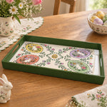 Easter Decorative Serving Tray – Cream Bunny Sprig plastic serving tray shown in a rectangular product view.