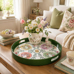 Easter Decorative Serving Tray – Cream Bunny Sprig plastic serving tray shown in a round styled scene.