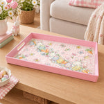 Easter Decorative Serving Tray – Silver Folk Medley plastic serving tray shown in a rectangular product view.