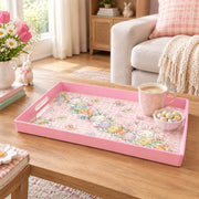 Easter Decorative Serving Tray – Silver Folk Medley plastic serving tray shown in a rectangular styled scene.