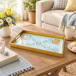 Easter Decorative Serving Tray – Cream Sprig Keyline plastic serving tray shown in a rectangular styled scene.