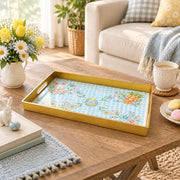 Easter Decorative Serving Tray – Cream Sprig Keyline plastic serving tray shown in a rectangular styled scene.