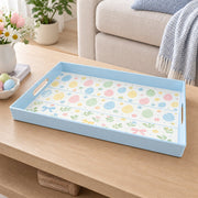 Easter Decorative Serving Tray – Cream Egg Border Ring plastic serving tray shown in a rectangular product view.