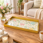 Easter Decorative Serving Tray – Pink Bloom Folk Egg plastic serving tray shown in a rectangular styled scene.