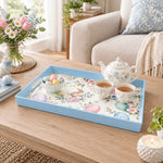 Easter Decorative Serving Tray – Silver Colour Folk plastic serving tray shown in a rectangular styled scene.