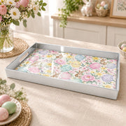 Easter Decorative Serving Tray – Pastel Egg Meadow plastic serving tray shown in a rectangular product view.