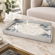 Wedding Plastic Serving Tray – Pale Grey Vein Marble plastic serving tray shown in a rectangular product view.