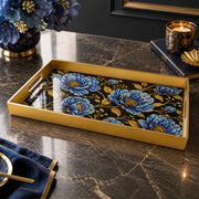 Ramadan & Eid al-Fitr Plastic Serving Tray – Blue Peony Corner Spray plastic serving tray shown in a rectangular product view.