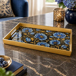 Ramadan & Eid al-Fitr Plastic Serving Tray – Blue Rose Allover Bloom plastic serving tray shown in a rectangular product view.
