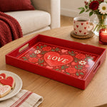 Valentine's Day Plastic Serving Tray – Red Love Heart Rose Field - MintiHome