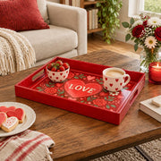 Valentine's Day Plastic Serving Tray – Red Love Heart Rose Field - MintiHome