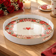 Valentine's Day Plastic Serving Tray – Cream Love Rose Frame Panel - MintiHome