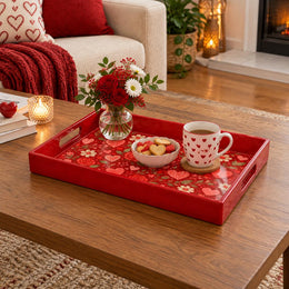 Valentine's Day Plastic Serving Tray – Red Love Rose Heart Medley - MintiHome