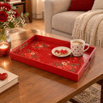 Valentine's Day Plastic Serving Tray – Red Rose Heart Frame - MintiHome