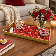 Valentine's Day Plastic Serving Tray – Gold Love Heart Arrow Allover - MintiHome